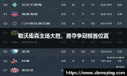 勒沃库森主场大胜，勇夺争冠榜首位置